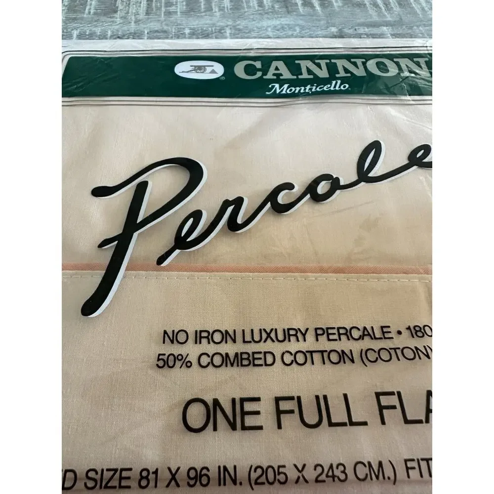 Vintage Cannon Monticello Percale Full FLAT Sheet 1 Pc Solid Peach 180 ct NEW